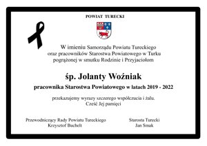 Zdjęcie główne dla wydarzenia: Kondolencje dla Rodziny śp. Jolanty Woźniak