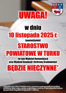 Zdjęcie główne dla wydarzenia: 10 listopada 2025 r. - Starostwo będzie nieczynne